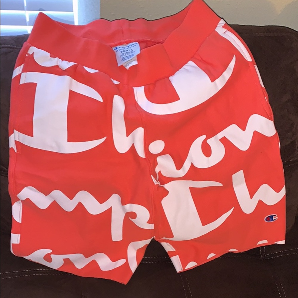 Reverse weave orange champion shorts